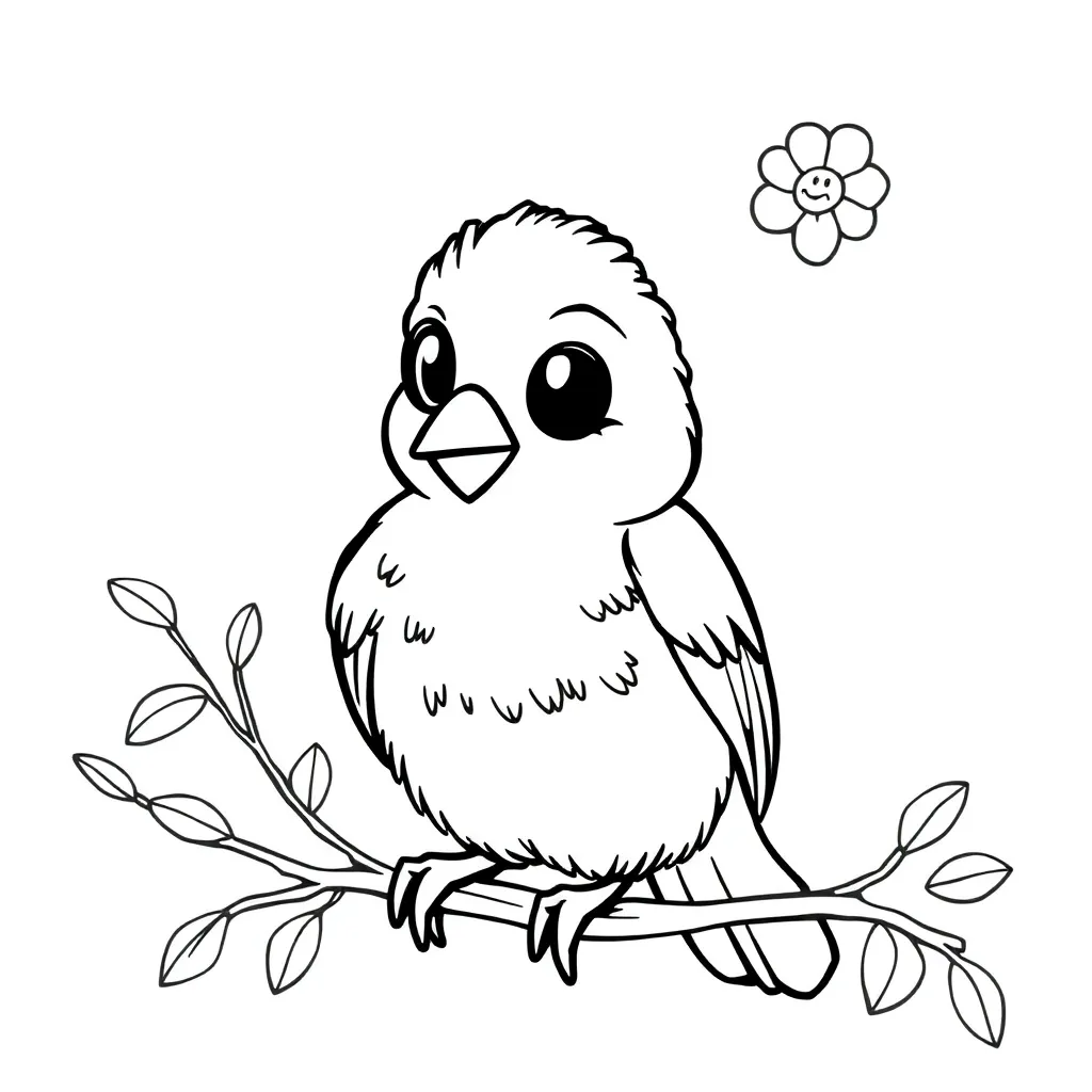 Free Bird Nature Wildlife Feather Coloring Page for Kids