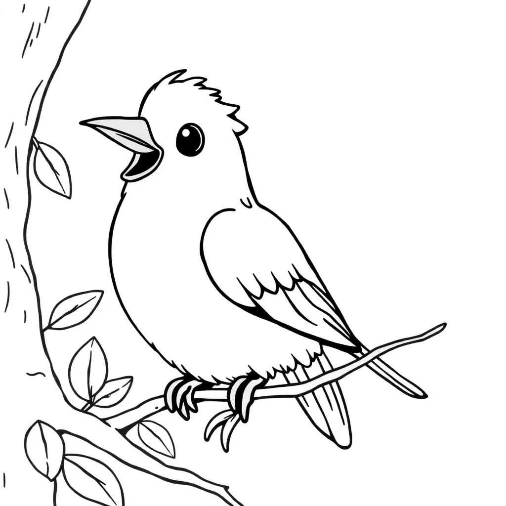 Free Bird Nature Wildlife Feather Coloring Page for Kids