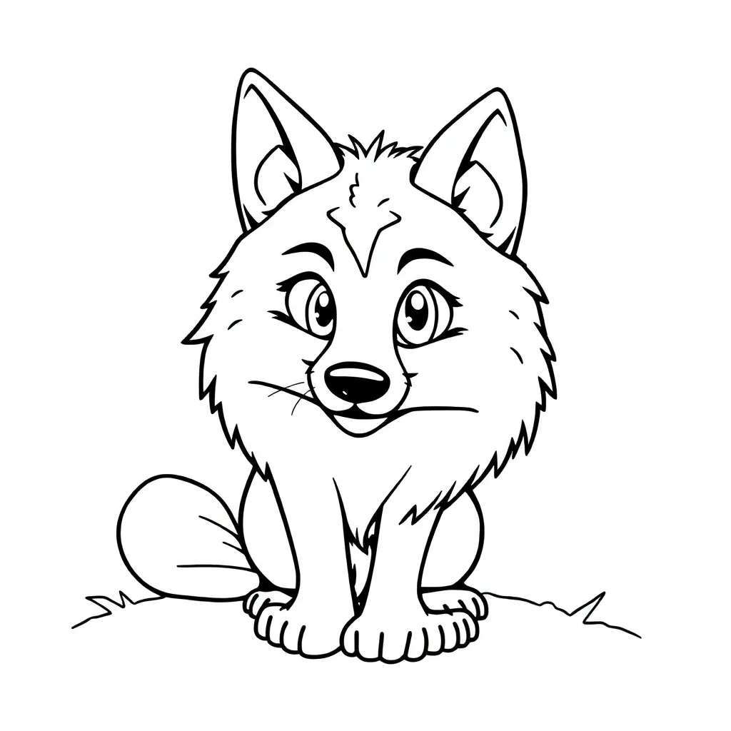 Free Wolf Coloring Page - Wild Animals Nature Adventure Coloring Sheet for Kids
