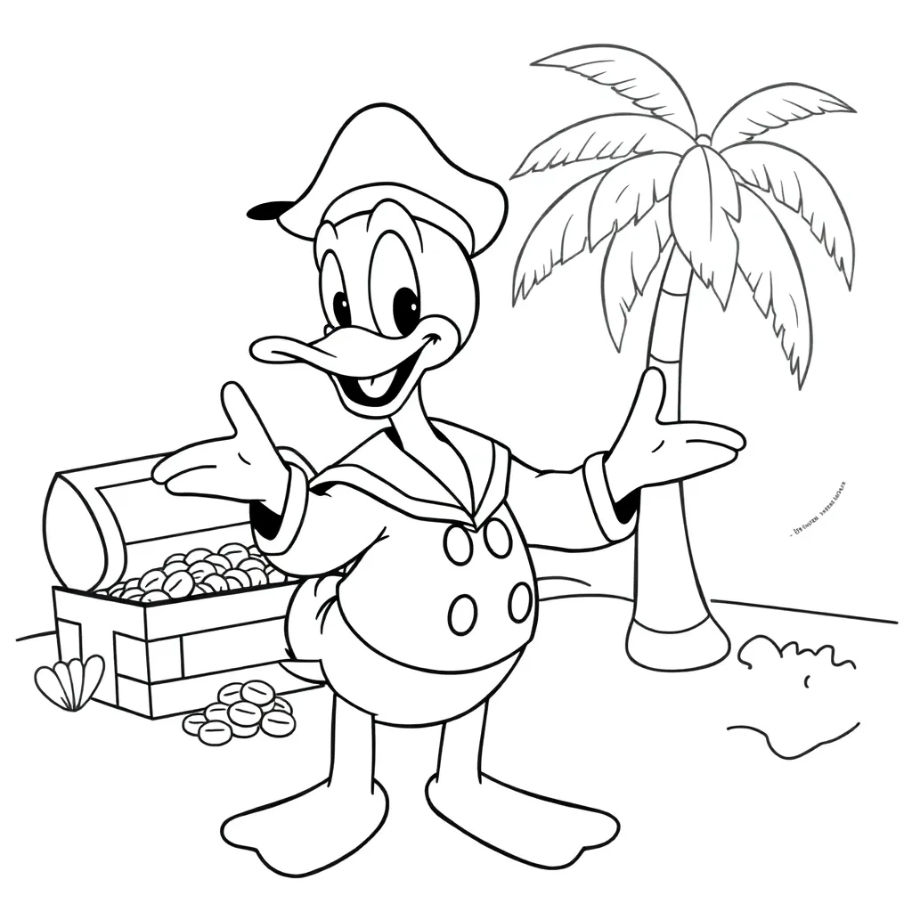 Donald Duck coloring page, Disney adventure for kids