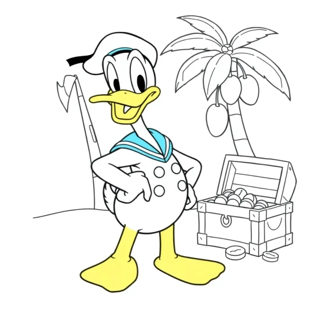 Donald Duck coloring page, Disney adventure for kids
