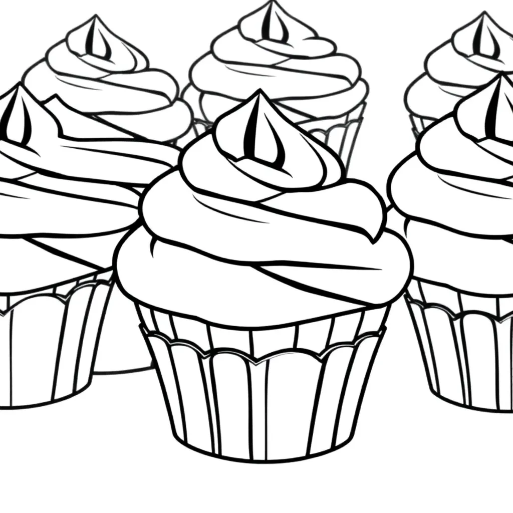 Free Cupcake Baking Coloring Page - Sweet Party Decorations Coloring Page