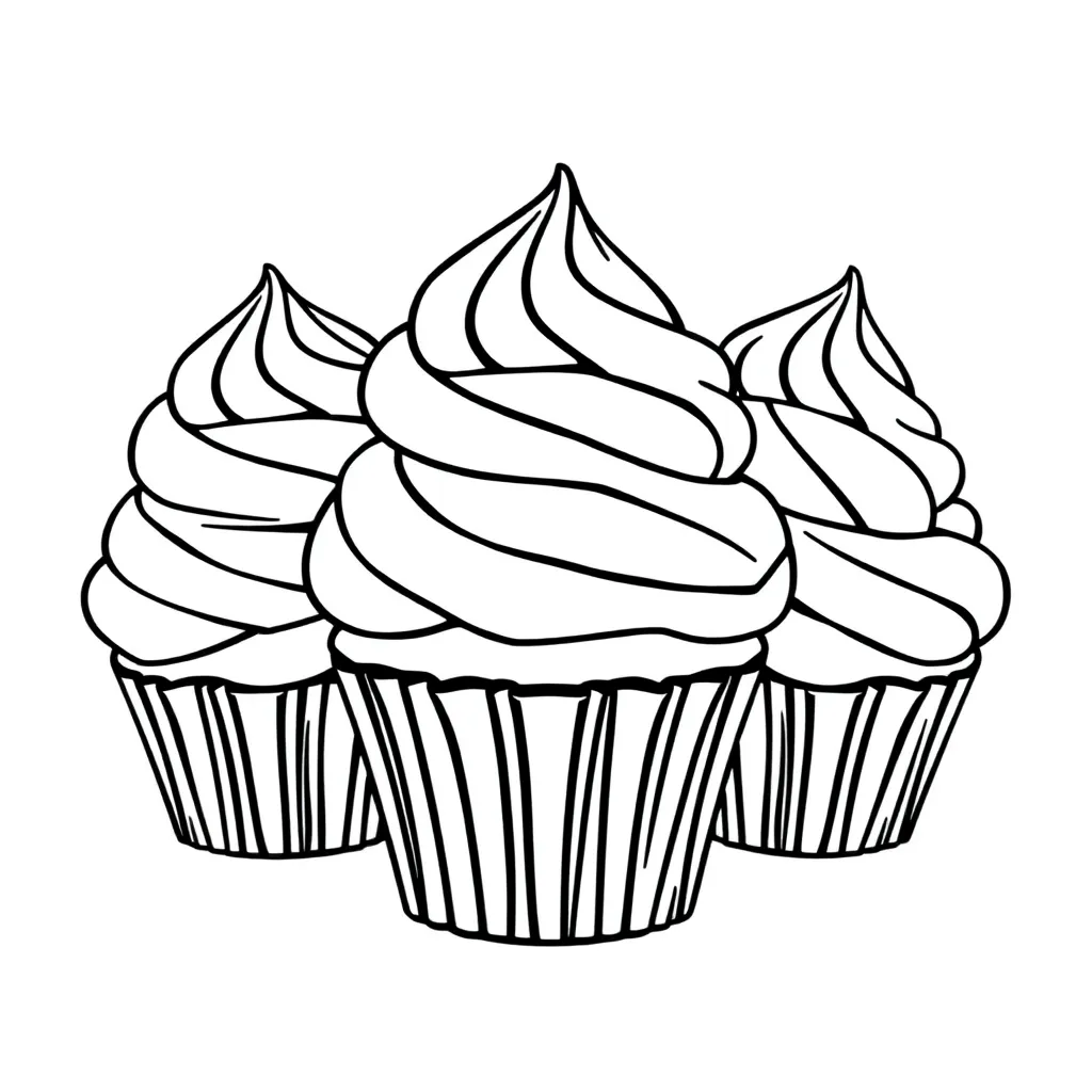 Free Cupcake Baking Coloring Page - Sweet Party Dessert Coloring Page for Kids