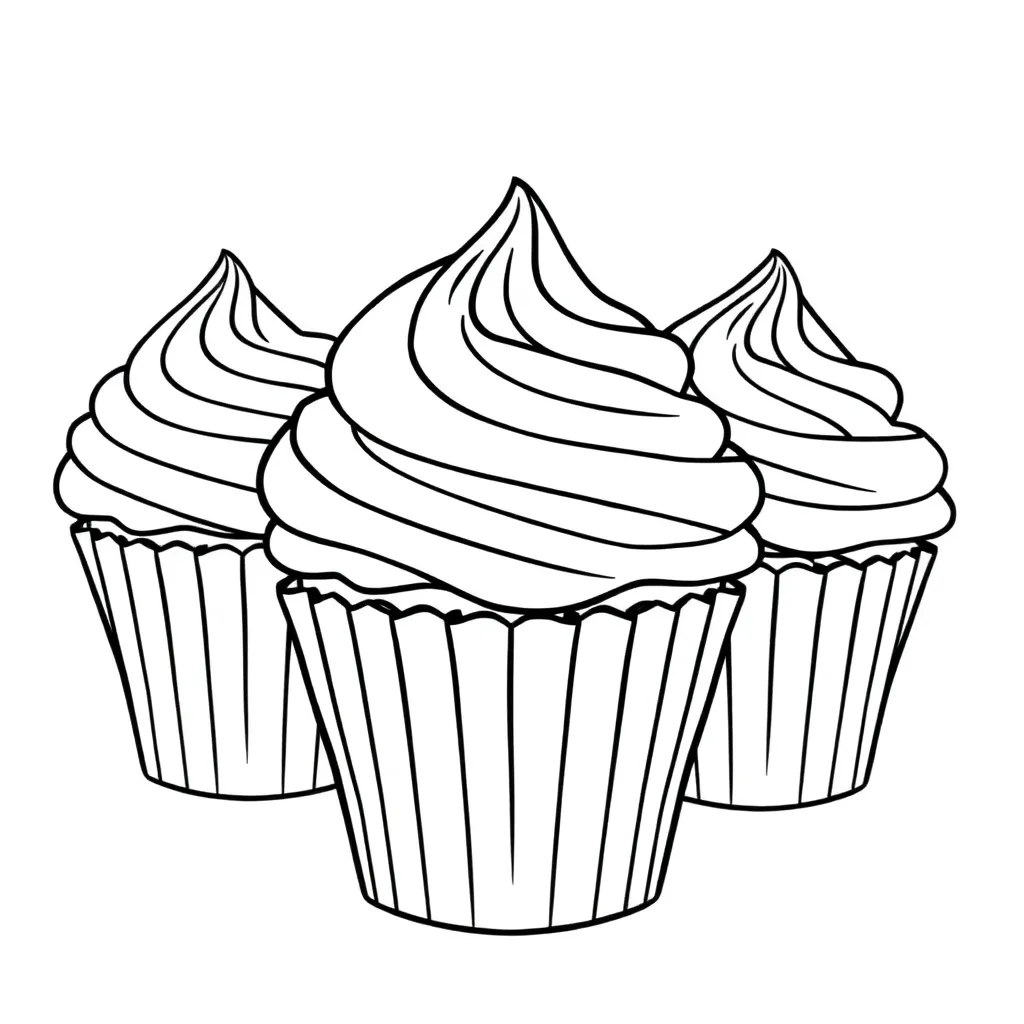 Free Cupcake Coloring Page for Kids - Sweet Baking, Cake, Dessert Coloring Sheet
