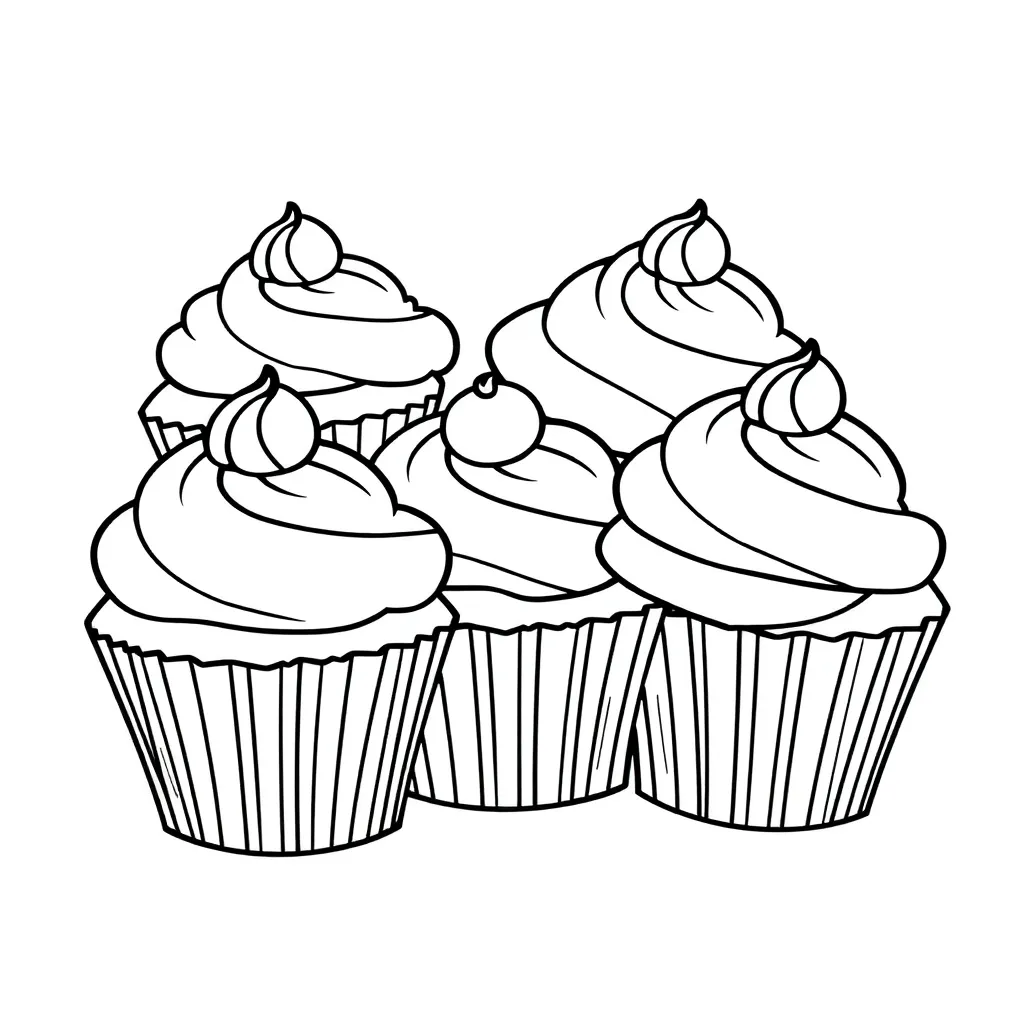 Free Cupcake Coloring Pages for Sweet Baking & Dessert Decorations Coloring Page