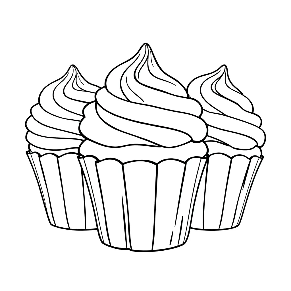 Free Cupcake Baking Coloring Page - Sweet & Festive Cake Coloring Page