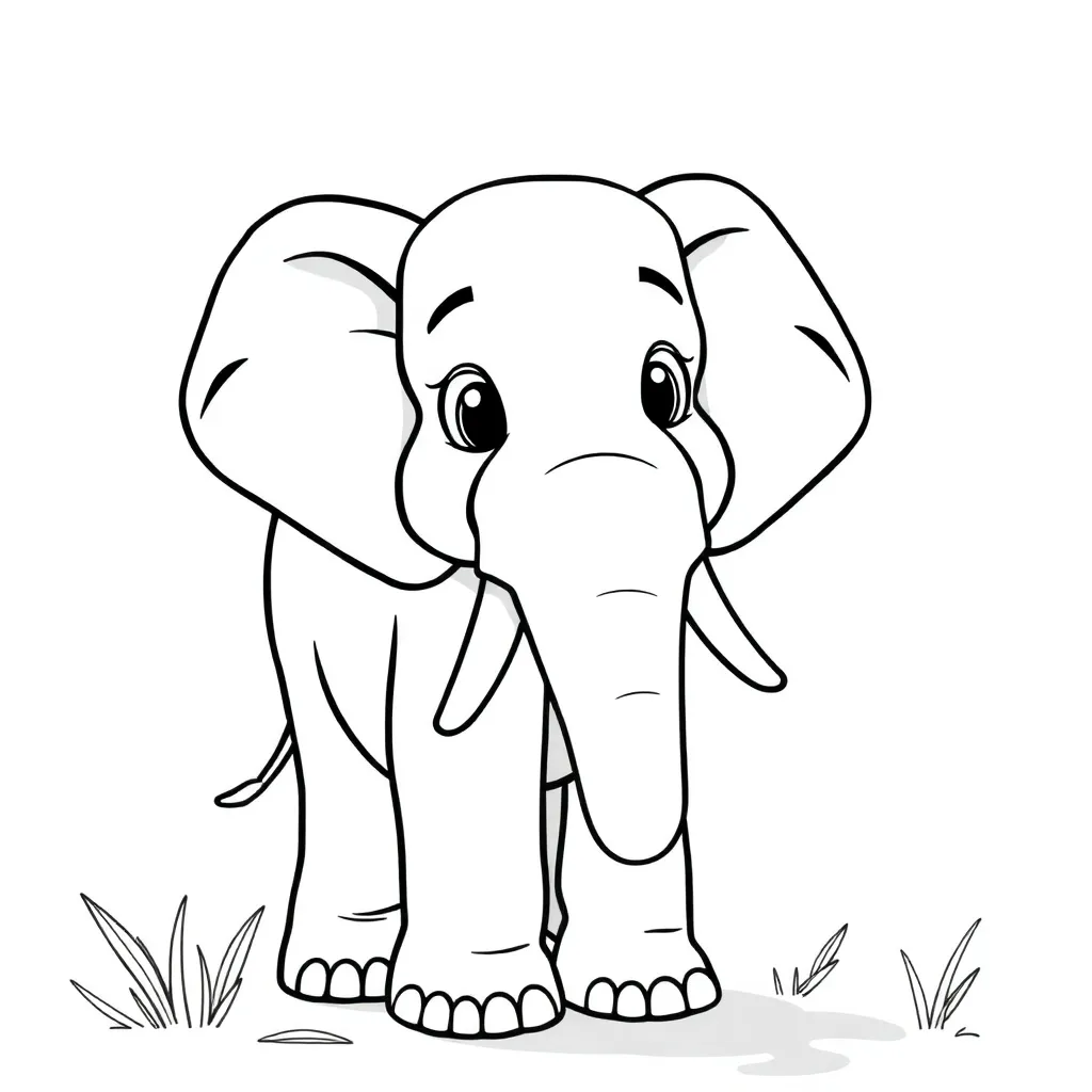 Free Elephant Coloring Page - Wild Animals Safari Nature Coloring Sheet for Kids