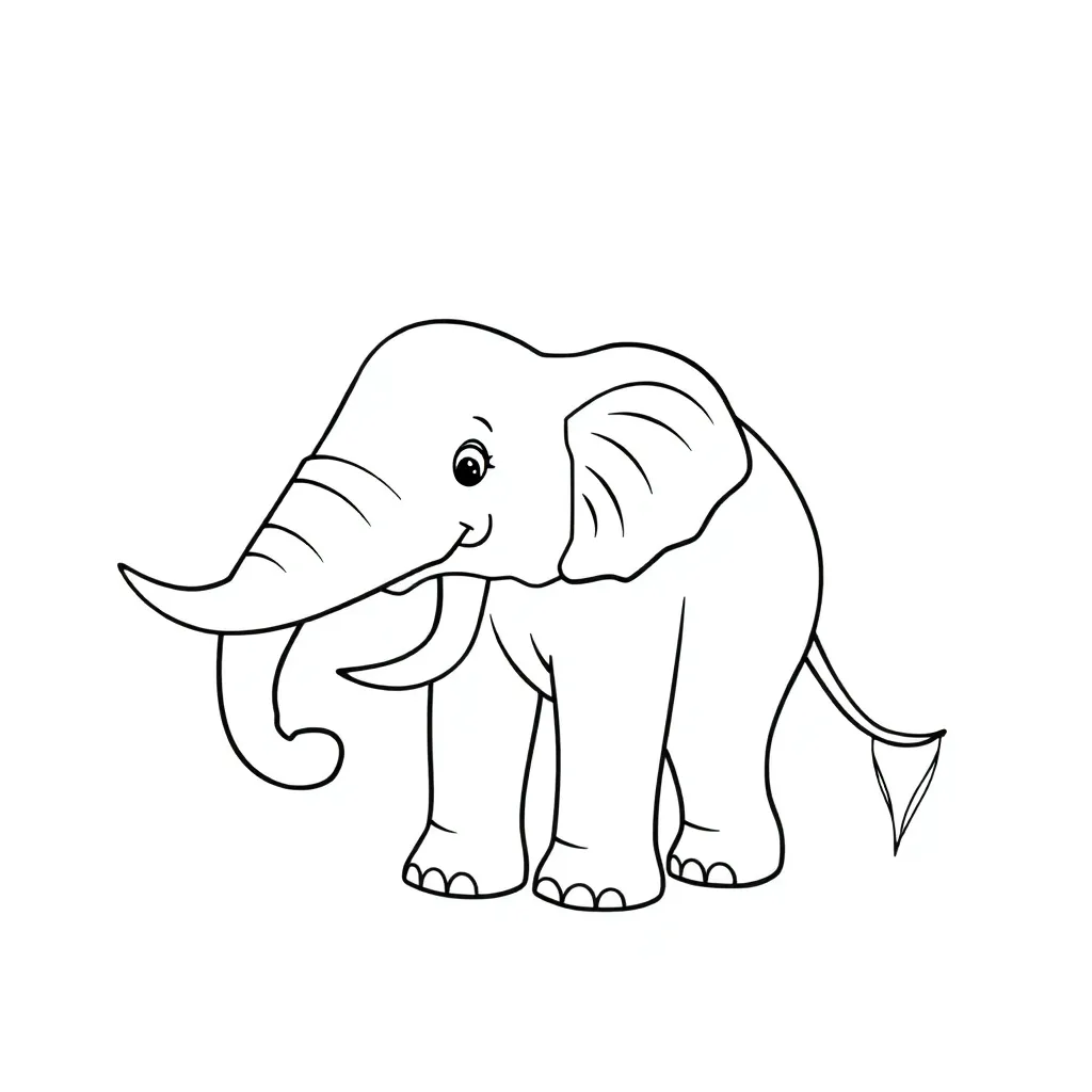 Free Elephant Safari Animal Coloring Page for Kids