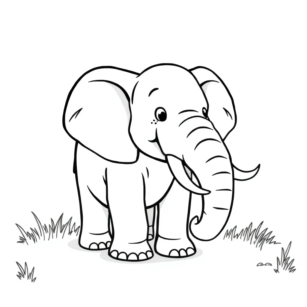 Free Elephant Safari Animal Coloring Page for Kids