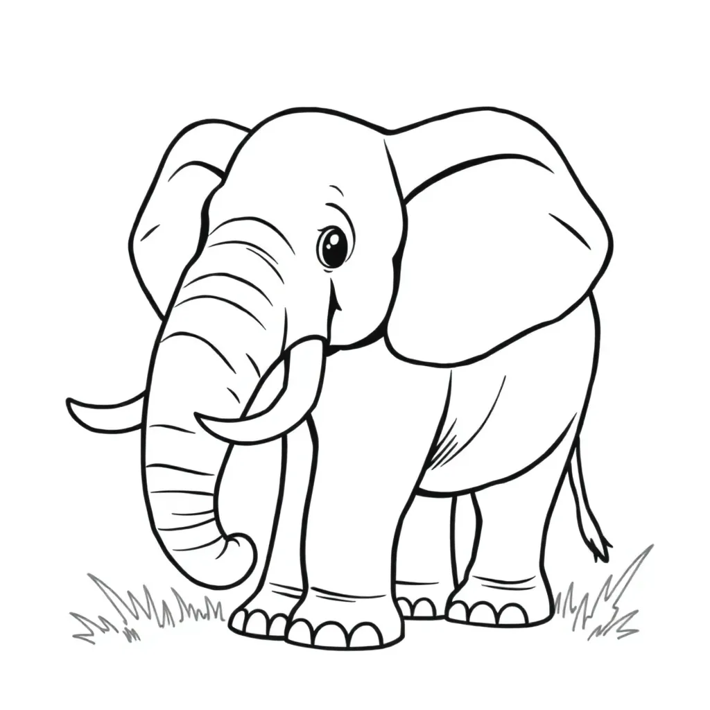 Free Elephant Safari Animal Coloring Page for Kids