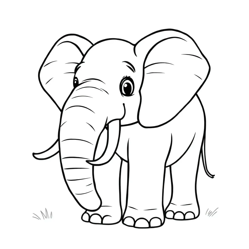 Free Elephant Coloring Page - Wild Savanna Animal Coloring Sheet for Kids