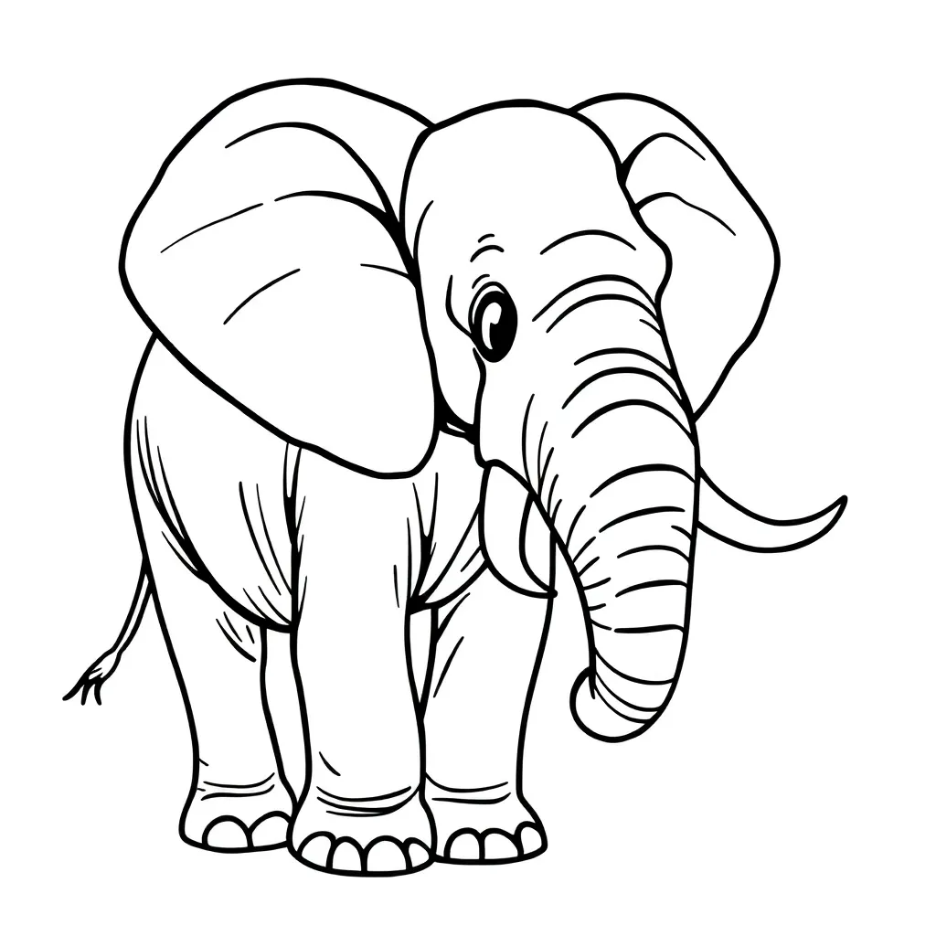 Free Elephant Safari Animal Coloring Page for Kids