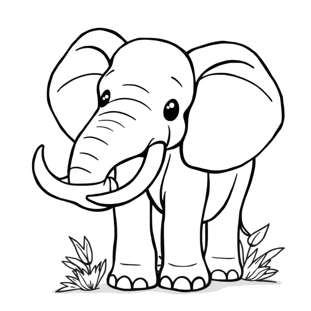 Free Elephant Coloring Page - Wild Animals Savannah Nature Coloring Sheet for Kids