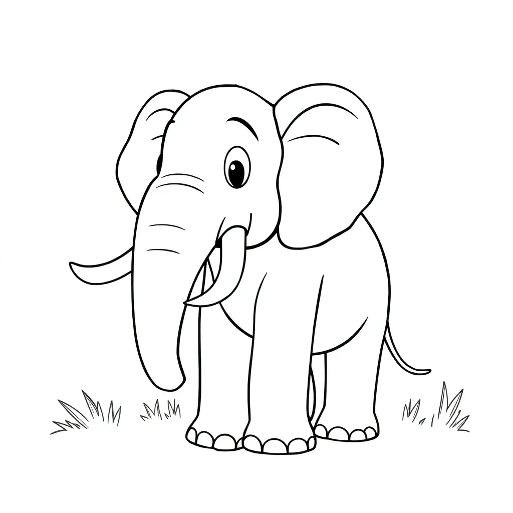 Free Elephant Safari Animal Coloring Page for Kids