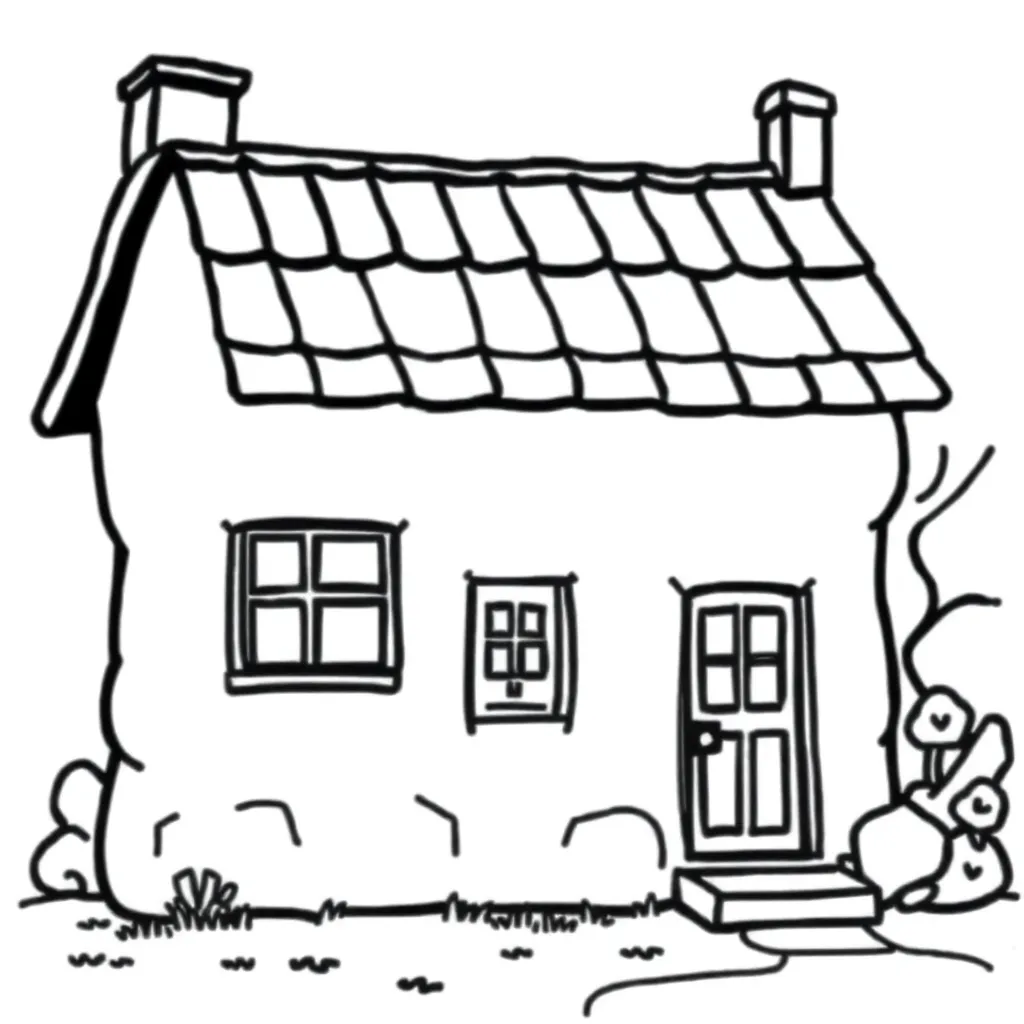 Free House Coloring Page - Architecture, Garden, Country Style Coloring Sheet