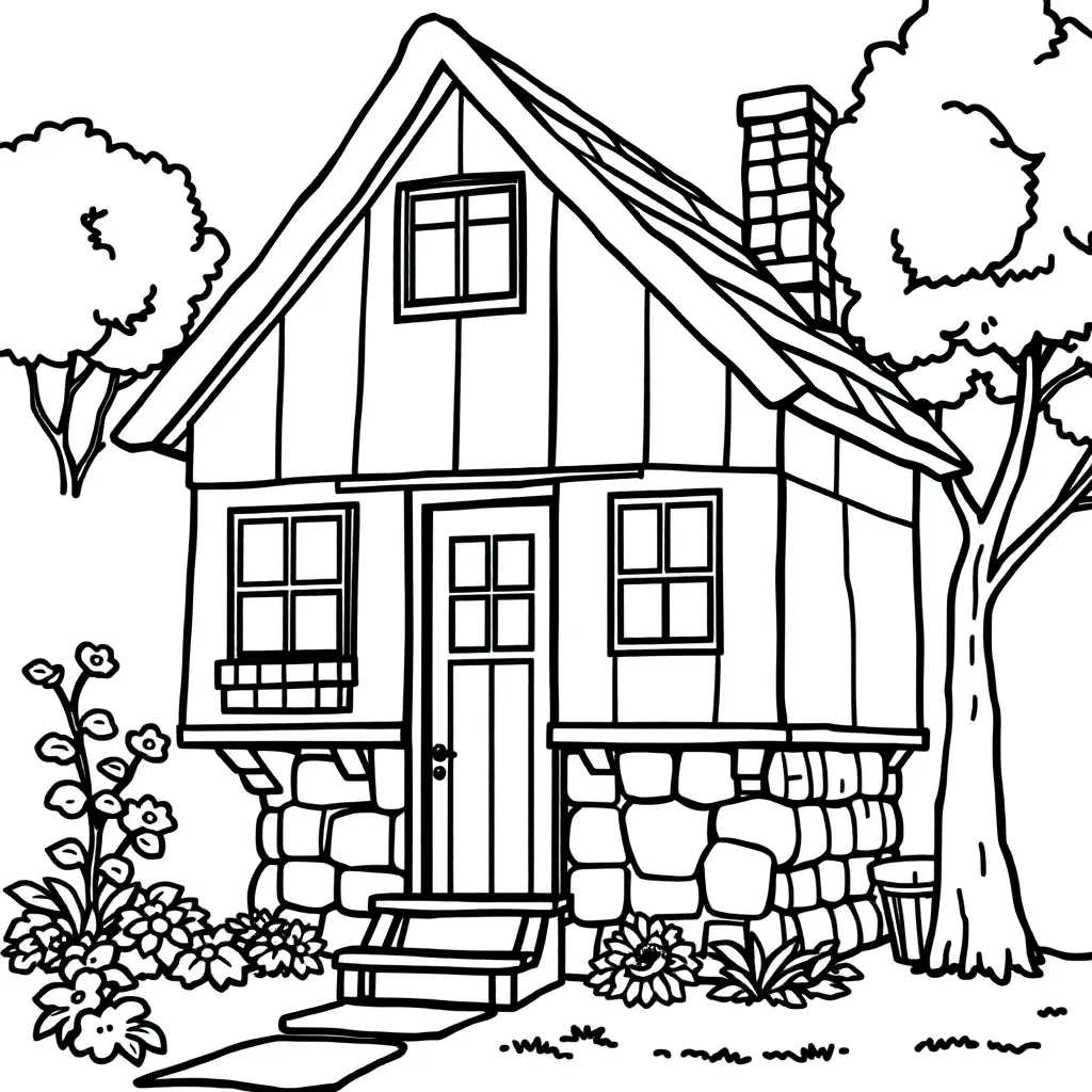 Free House Garden Home Architecture Countryside Coloring Page