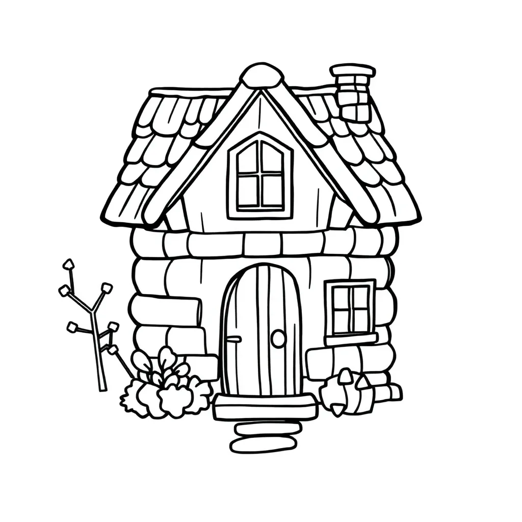 Free House Coloring Page - Architecture, Garden, Country Style Coloring Sheet