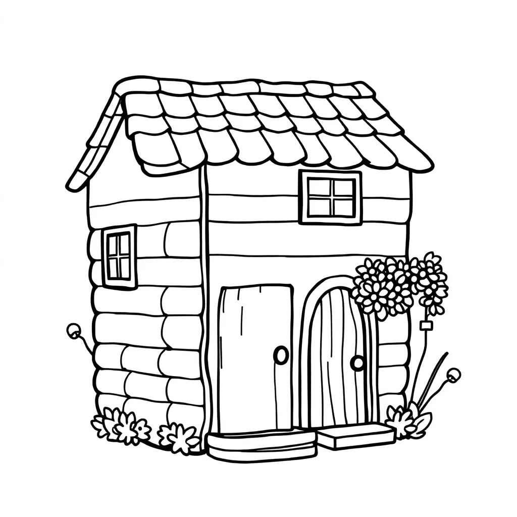 Free House Coloring Page - Home, Garden, Architecture, Countryside Coloring Page