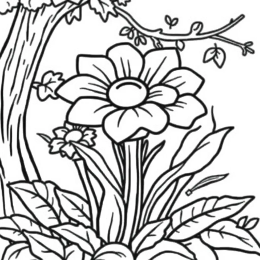 Free Fairy Tree Coloring Page - Fantasy, Magic, Nature, Adventure Coloring