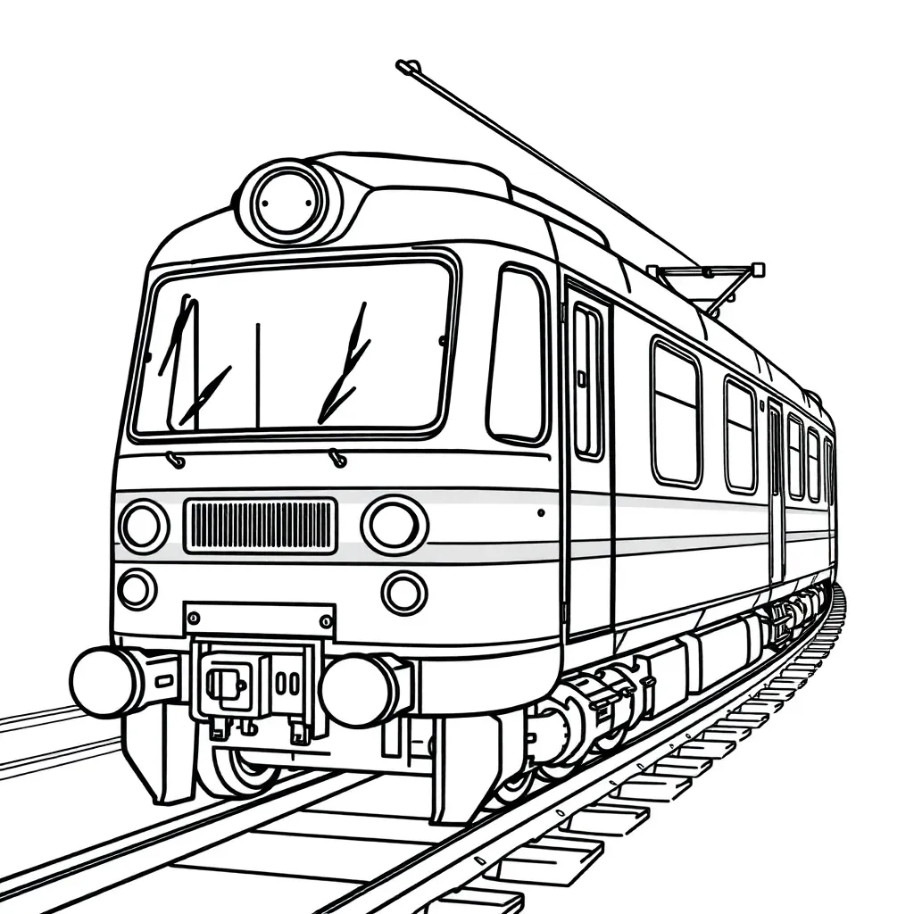 Free Train Steam Locomotive Coloring Page - Railroad Transport - Classic Coloring
