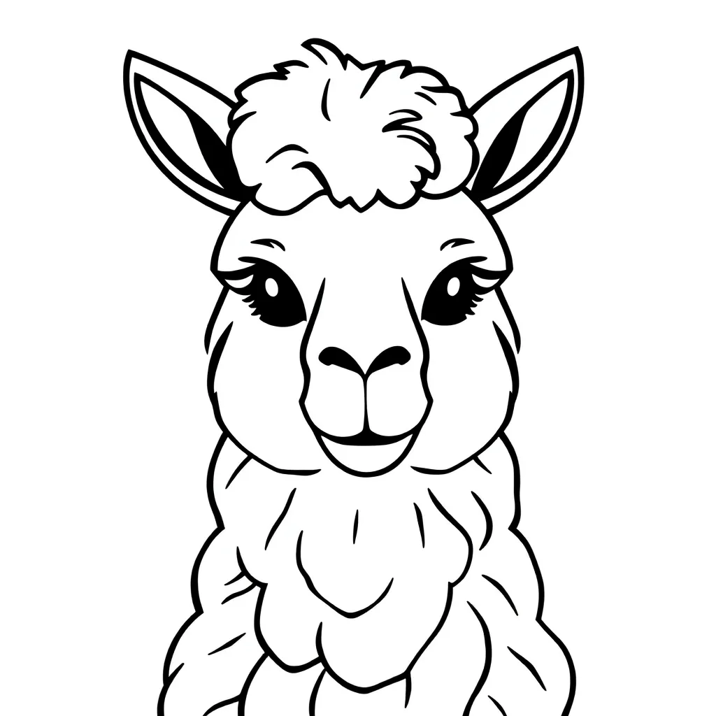 Free Llama Cartoon Coloring Page - South American Funny Coloring Page for Kids