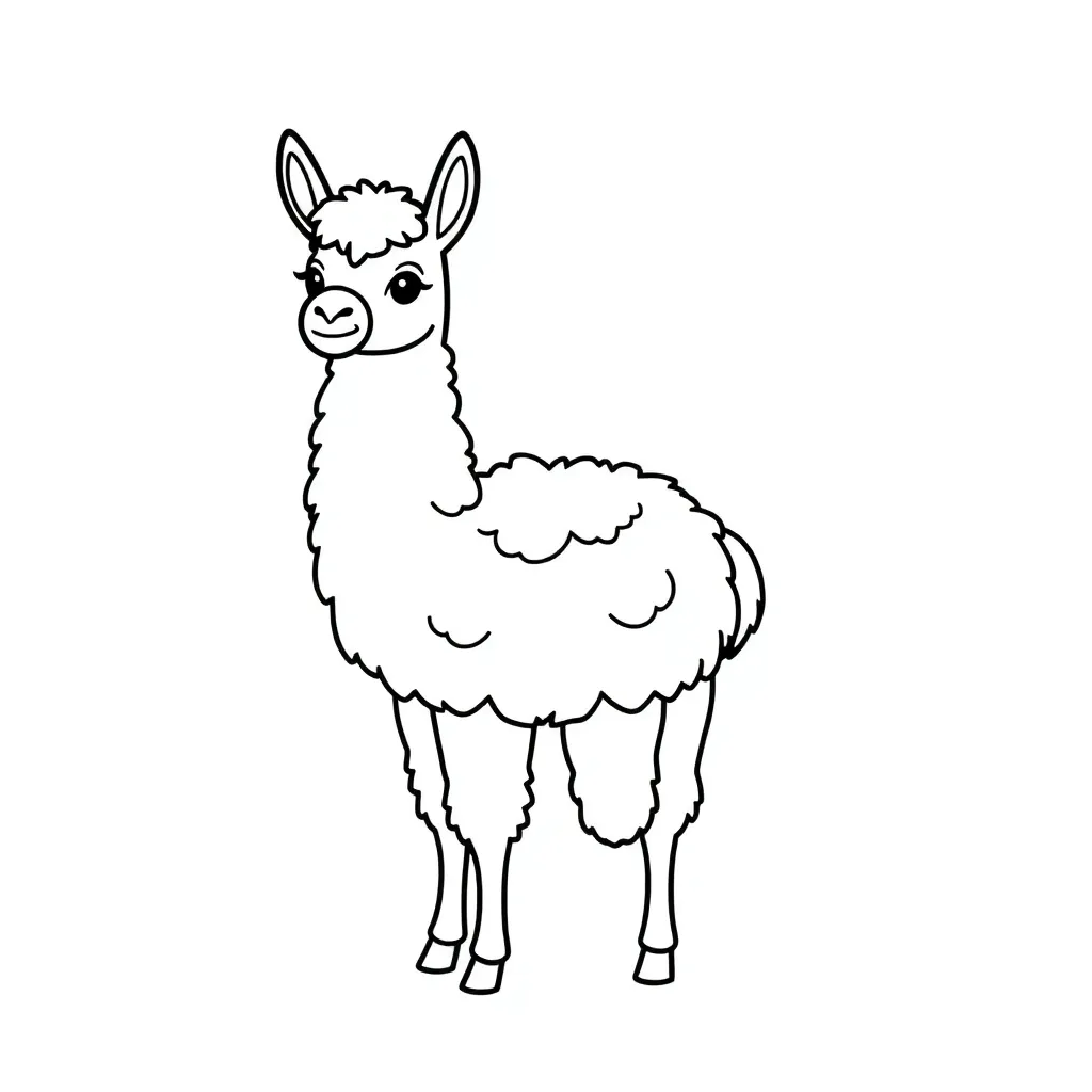 Free Llama Cartoon Coloring Page - Funny & Cute Coloring Sheet for Kids
