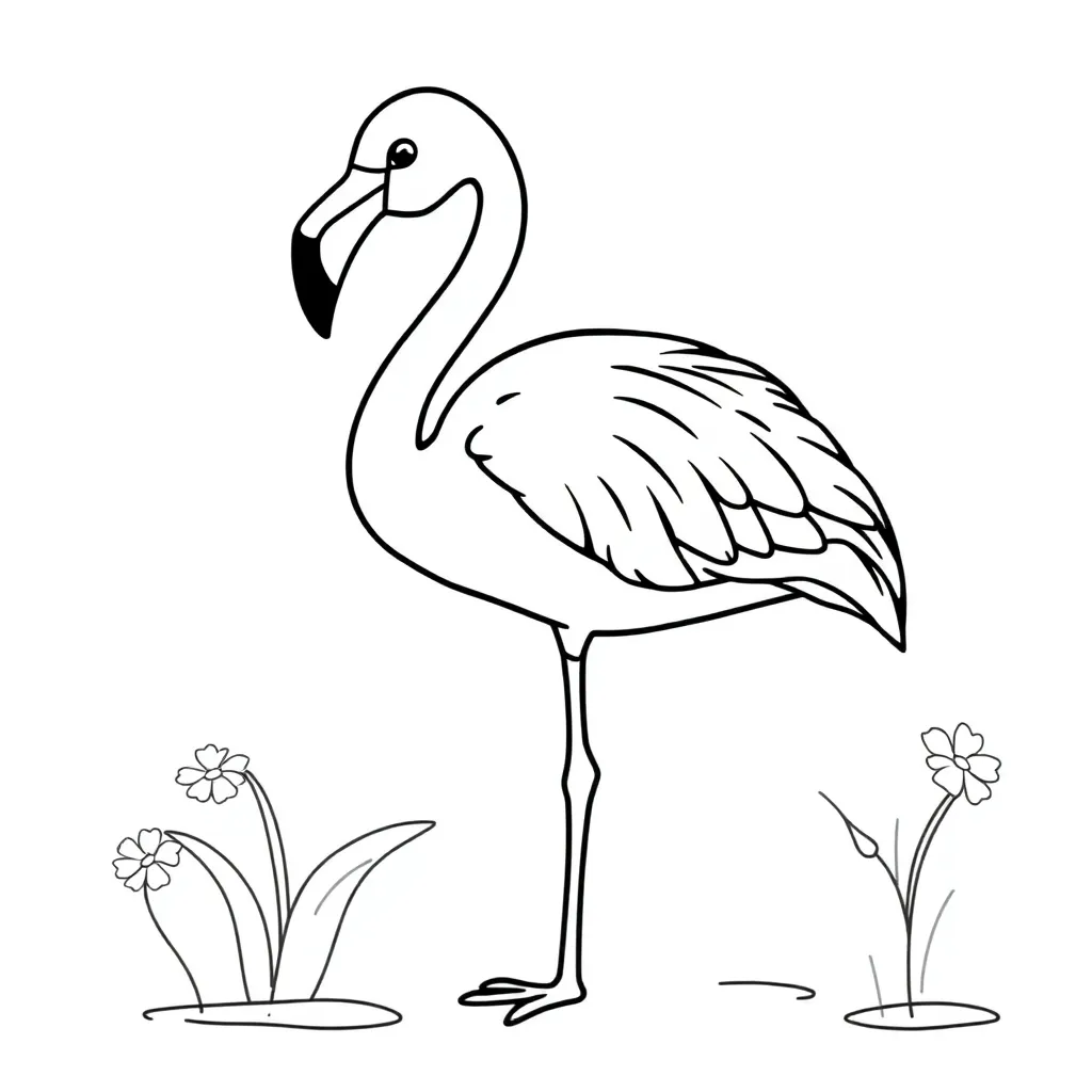 Free Flamingo Coloring Page - Pink Tropical Bird - Elegant Coloring Sheet for