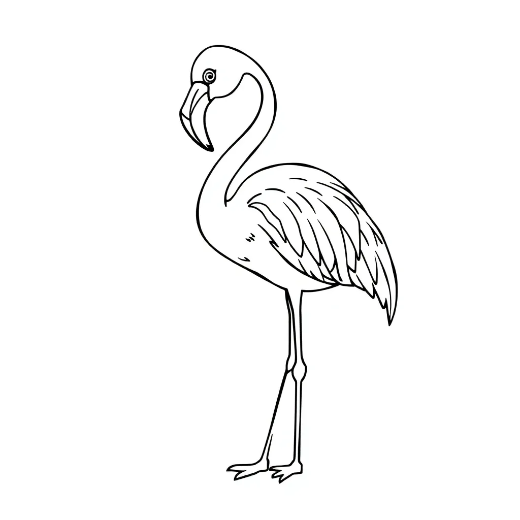 Free Flamingo Coloring Page - Tropical Pink Bird Nature Coloring Sheet for Kids