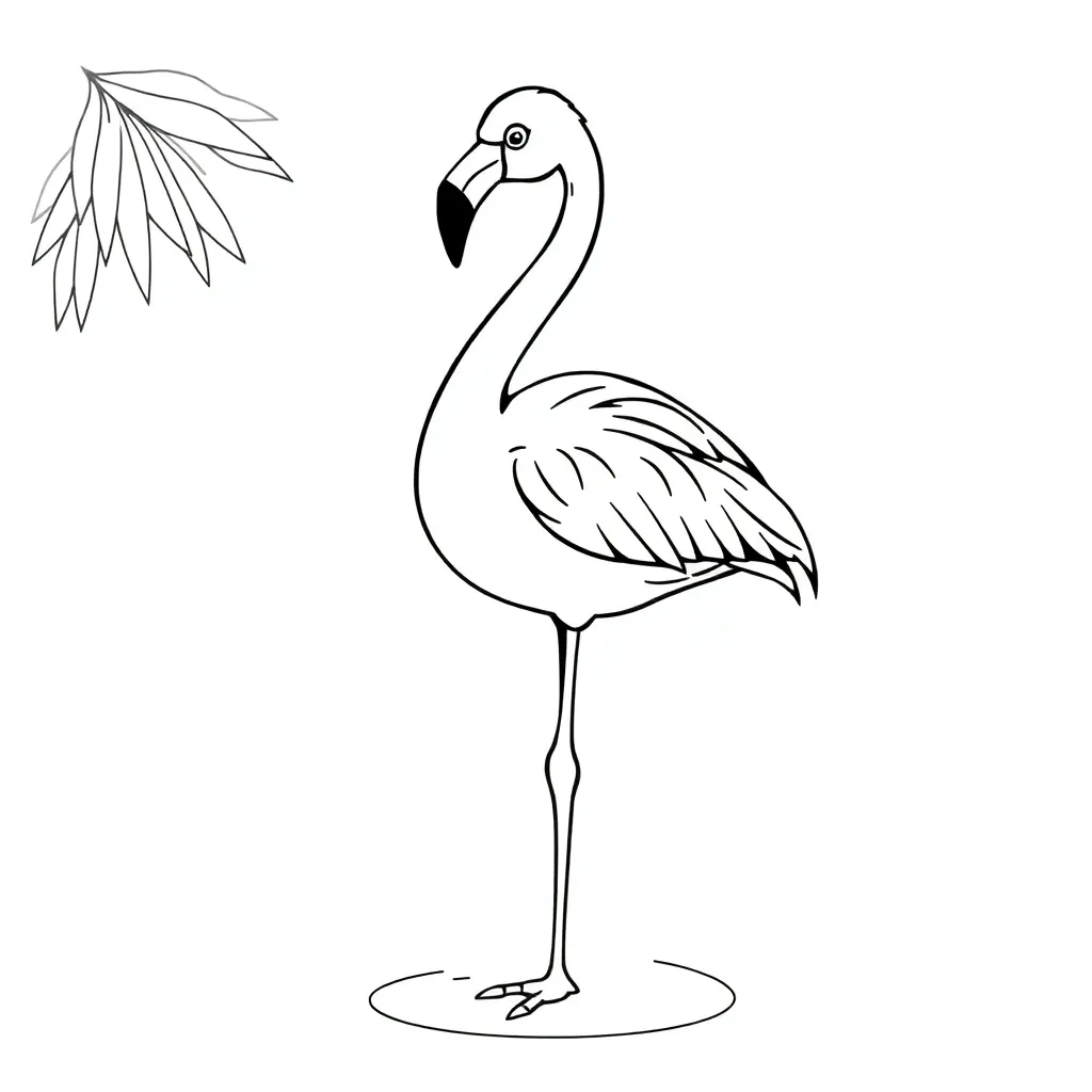 Coloring Page Flamingo Pink Tropical Bird Nature