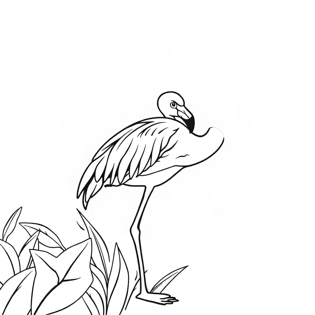 Free Flamingo Coloring Page - Pink Tropical Elegant Nature Coloring Sheet