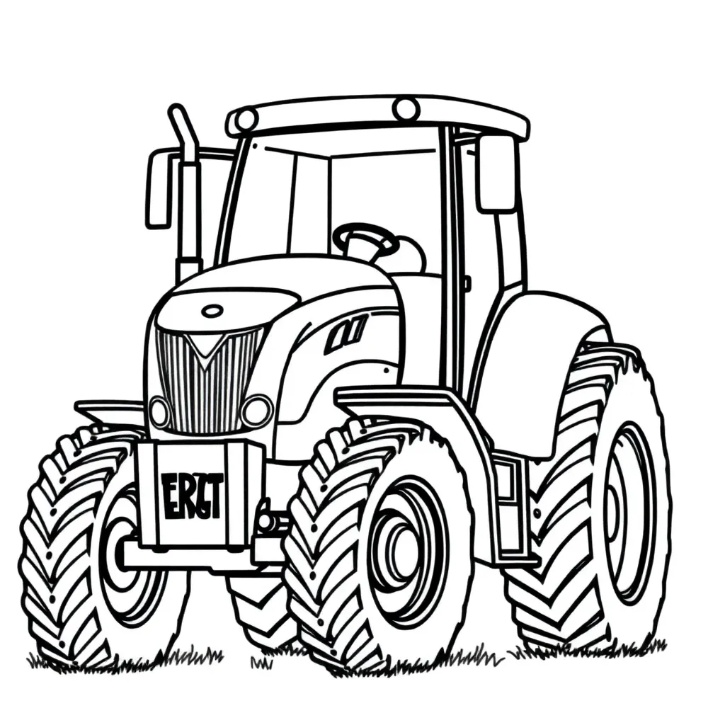 Tractor Boerderij Landbouw Voertuig Vintage coloring page for children