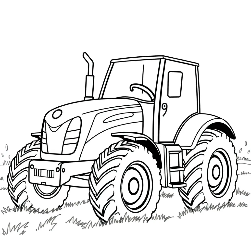 Tractor Boerderij Landbouw Voertuig Vintage coloring page for children