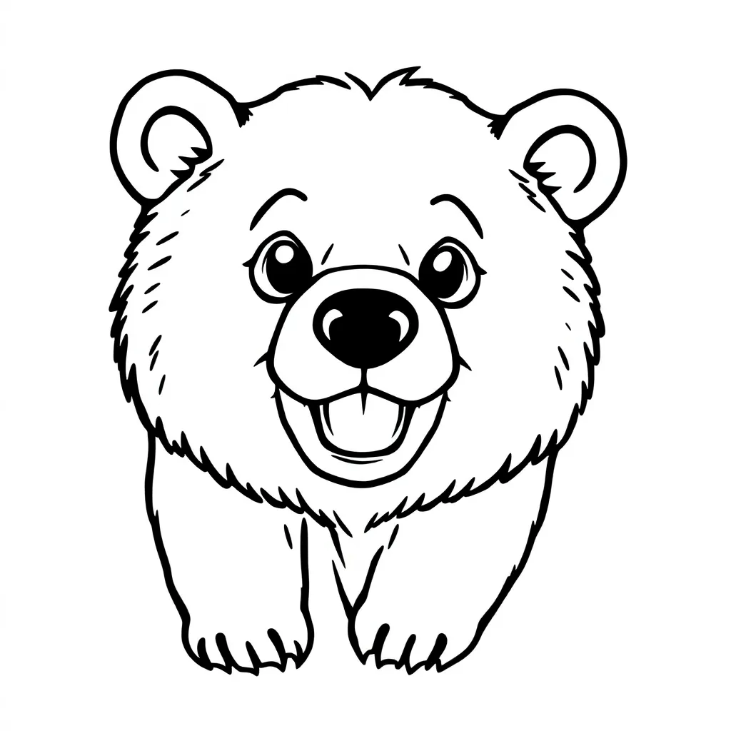 Free Wild Nature Bear Cartoon Coloring Page for Kids