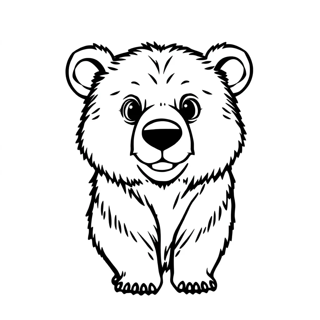 Free Wild Nature Bear Cartoon Coloring Page for Kids