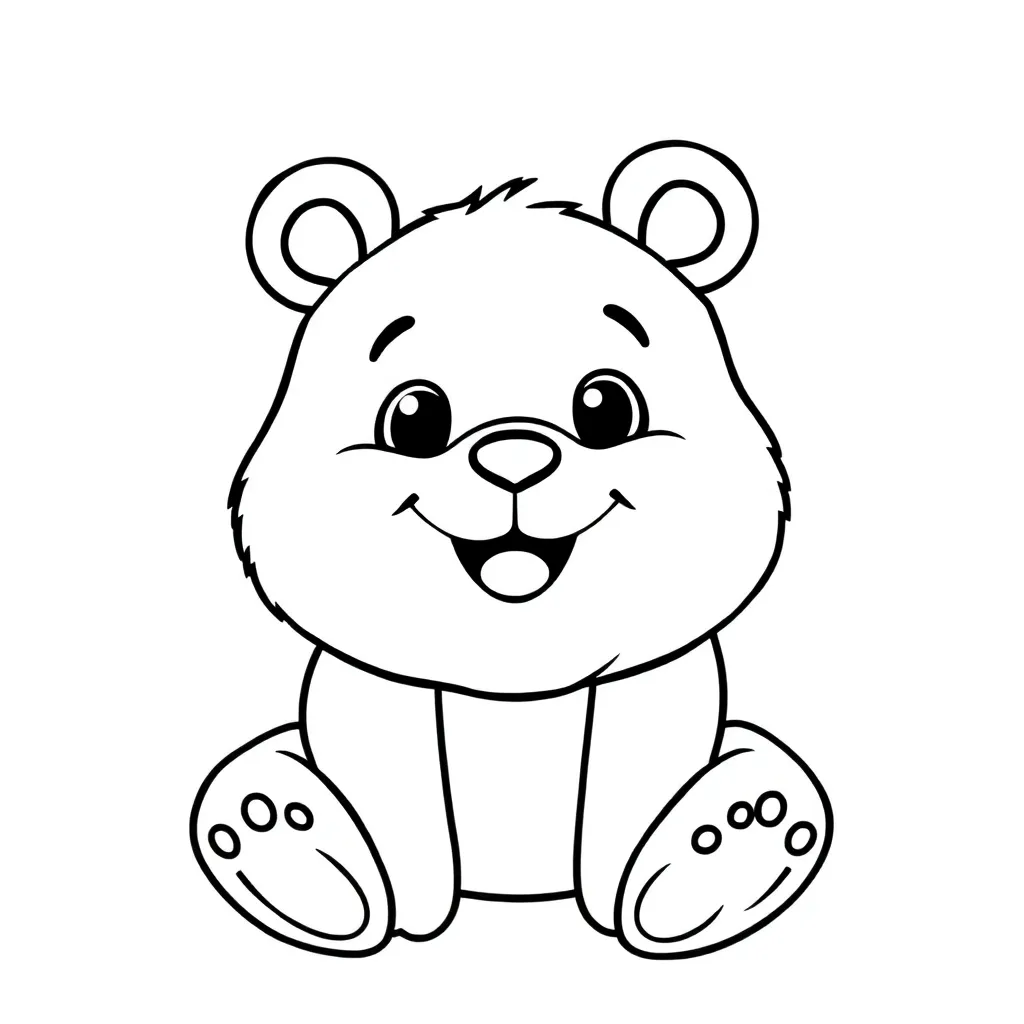 Free Wild Nature Bear Cartoon Coloring Page for Kids