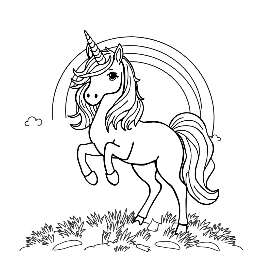 Free Cute Unicorn Coloring Page for Kids