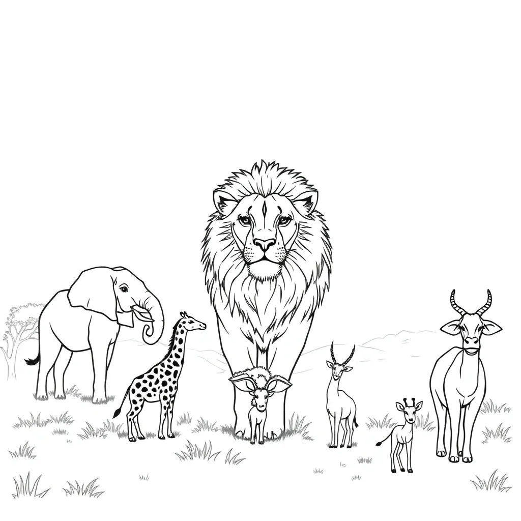 Free Lion Coloring Page - Wild Savanna Animal Coloring Sheet