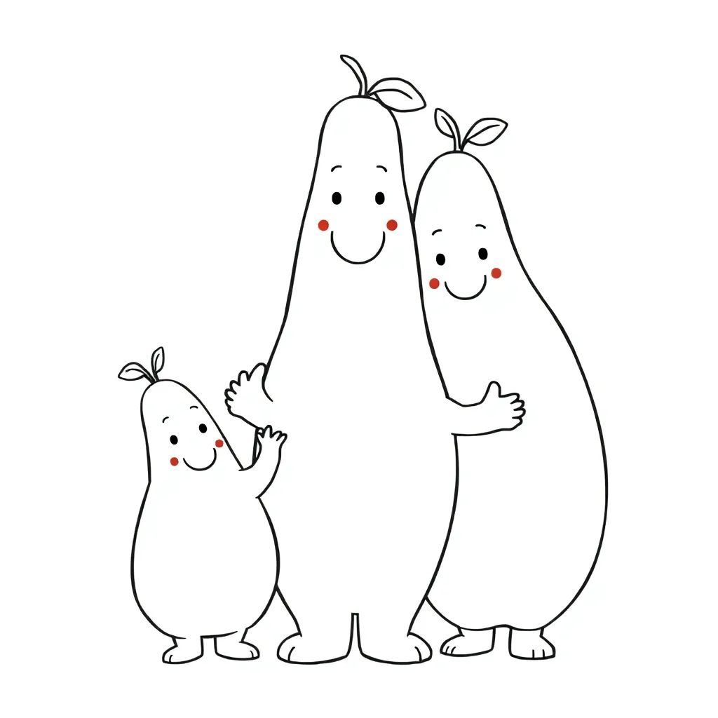 Barbapapa family, pink, cuddly toy, black coloring page for kids