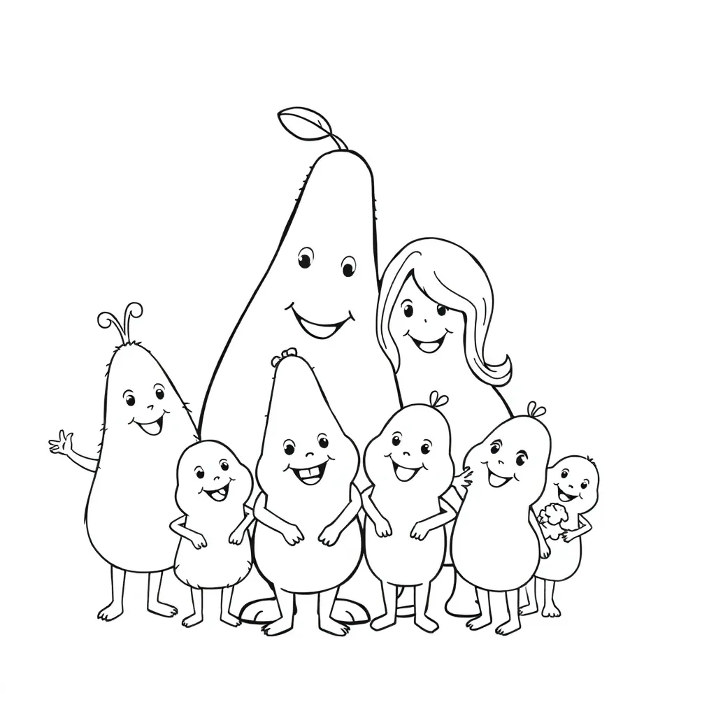 Barbapapa family, pink, cuddly toy, black coloring page for kids