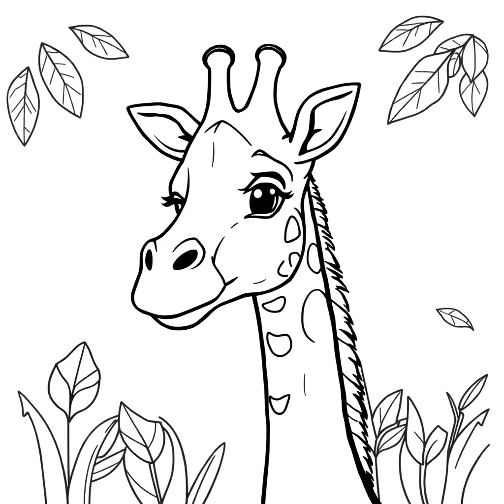 Free Giraffe Safari Animal Coloring Page for Kids
