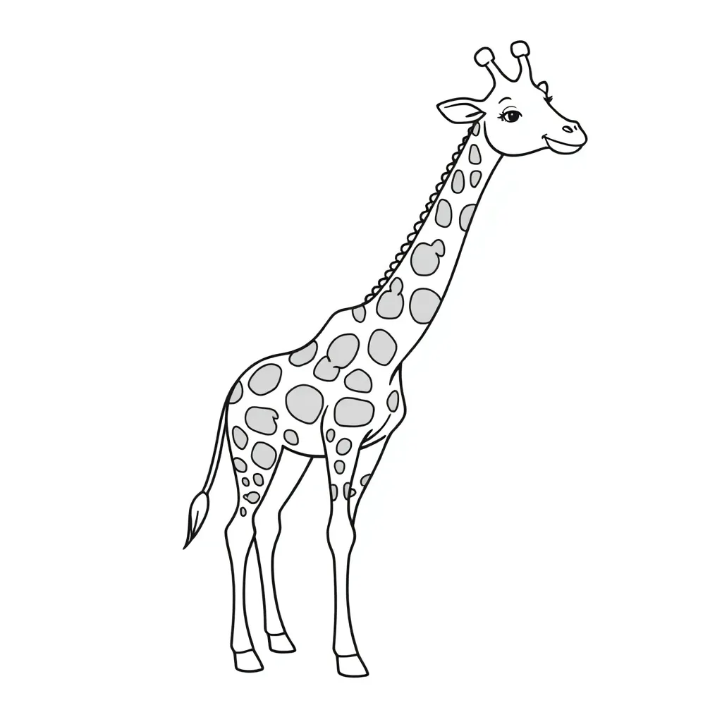 Free Giraffe Safari Animal Coloring Page for Kids