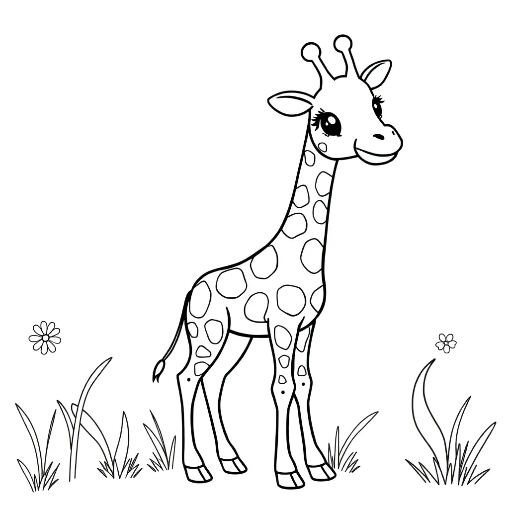 Free Giraffe Safari Animal Coloring Page for Kids