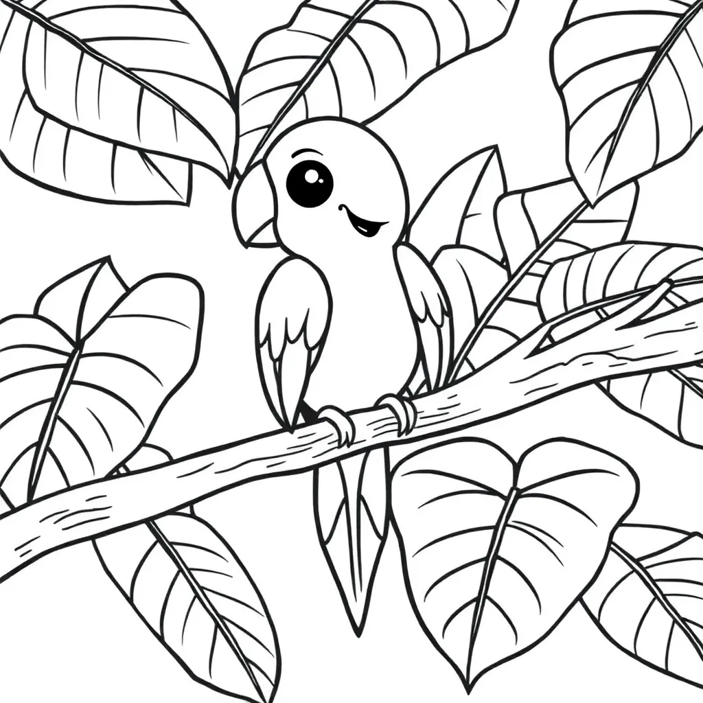 Parrot coloring page for kids