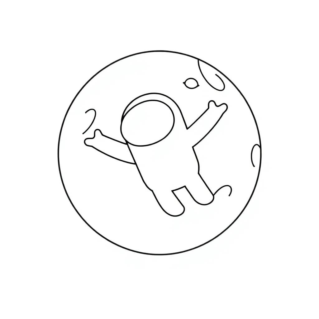 Among, space, character, game, black coloring page for kids