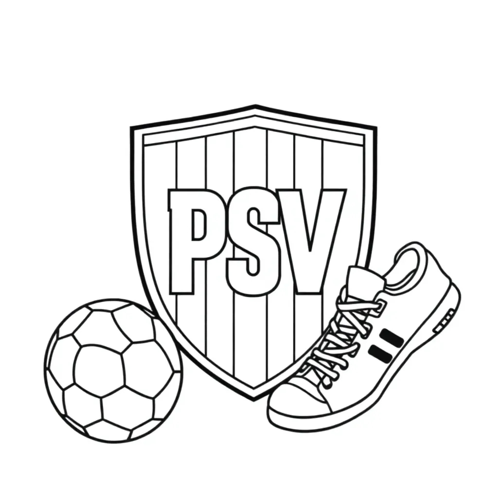 PSV logo coloring page, black and white coloring page for kids
