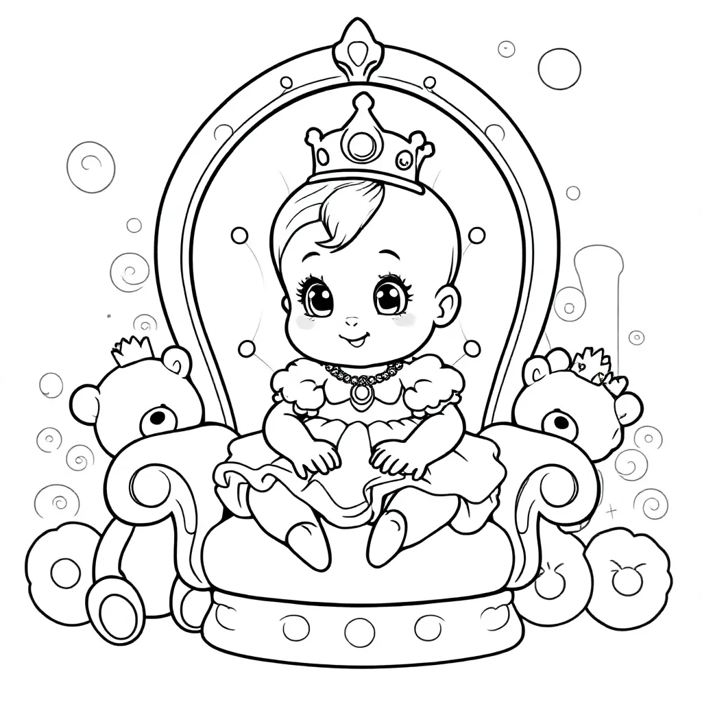 Free Princess Baby Coloring Page for Kids