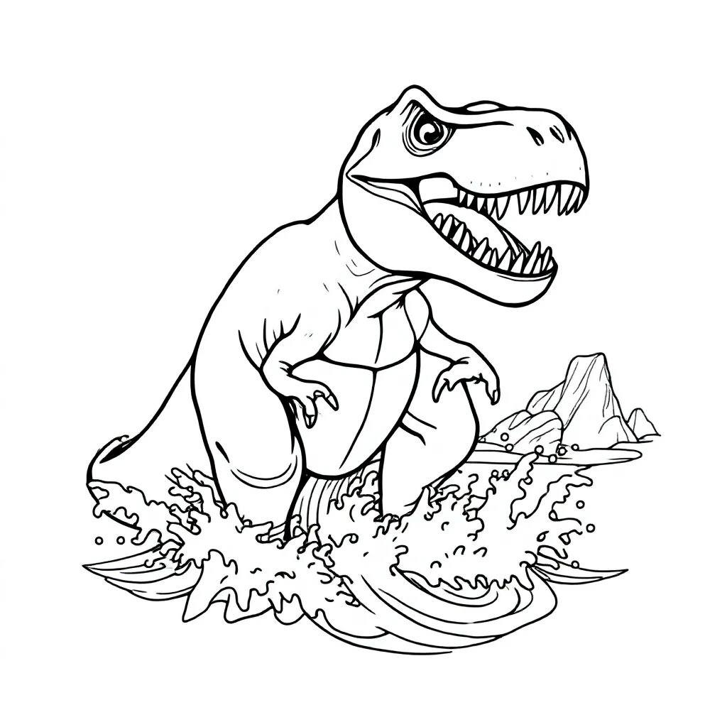 Free Dinosaur Coloring Page - Sharp Teeth, Sea-to-Land Prehistoric Predator