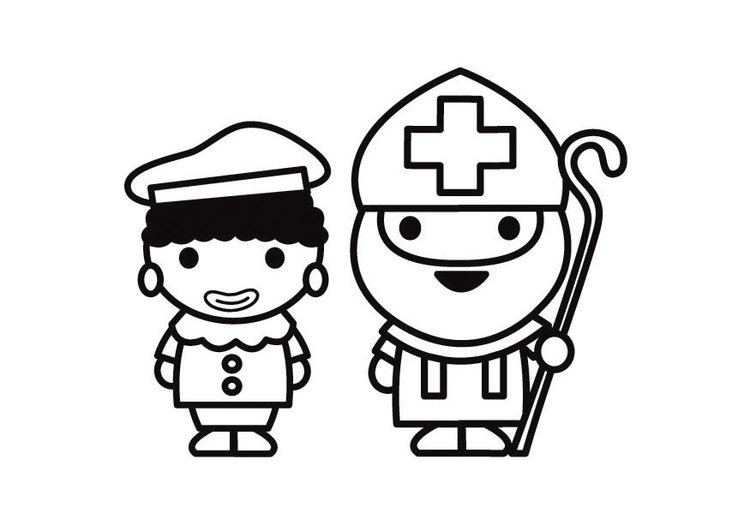 Free Printable Saint Nicholas & Piet Figurines Coloring Pages for Kids