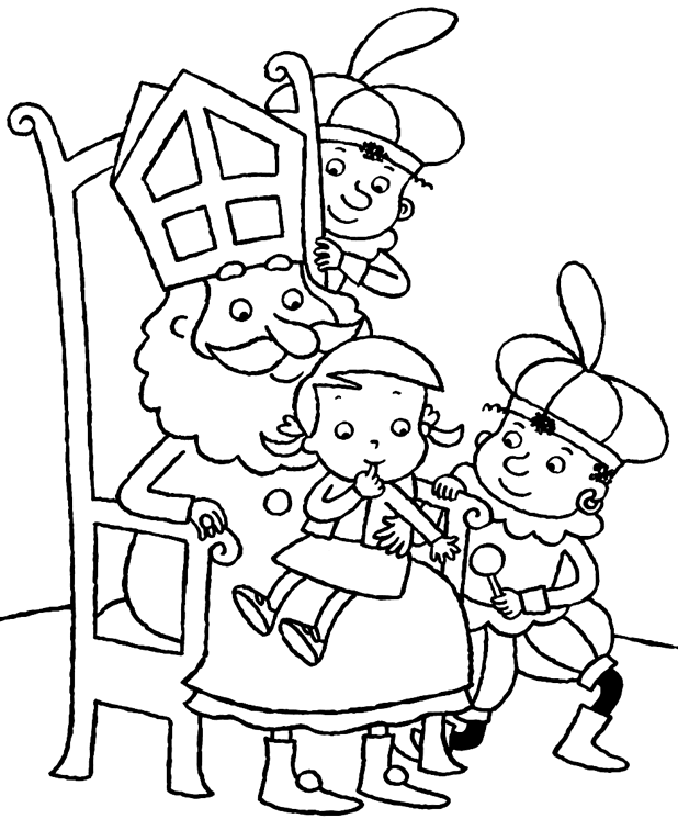 Coloring Page of Saint Nicholas on Lap