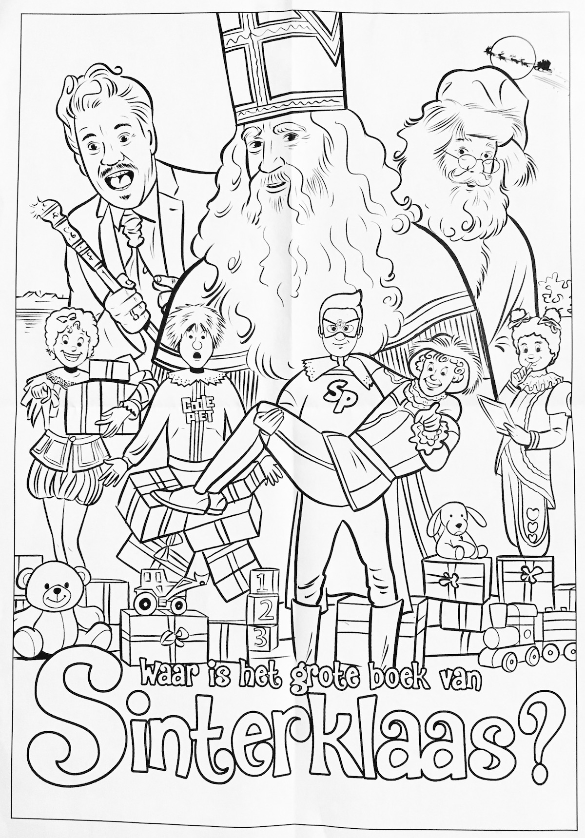 Free coloring page: Where's Sinterklaas' Big Book? Coloring page